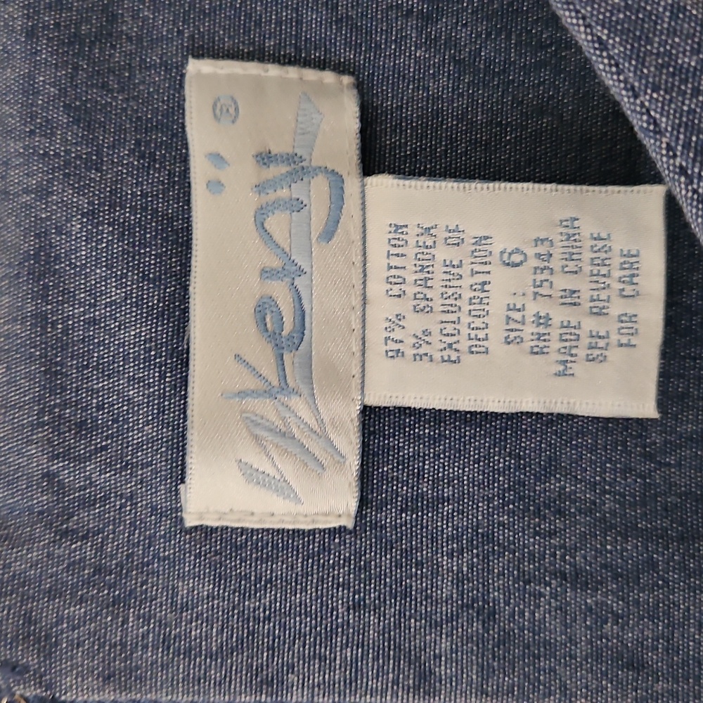 Kenji Sleeveless Chambray Midi Dress With Embroidered Palm Trees Size 6 - Picture 14 of 15